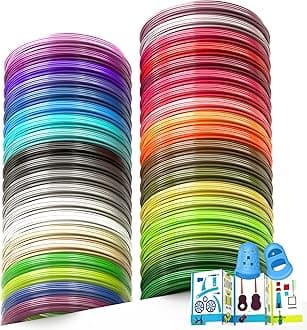 640ft 3D Pen Filament Refills 40 Colors, 1.75 mm Filament, Compatible with SCRIB3D P1/ADV, MYNT3D Basic/Super/Pro, 3Doodler Flow/Pro, Comes with 2 Finger Caps & Stencil