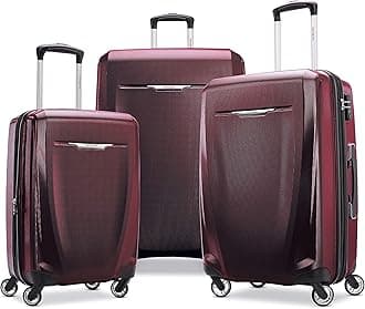 Samsonite Winfield 3 DLX Hardside Expandable Luggage with Spinners, Burgundy, 3-Piece Set (20/25/28)