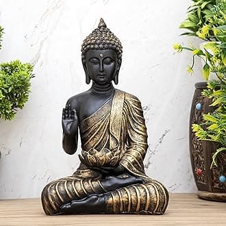 Polystone Home Decor Decoration Buddha Idol Statue Showpiece Gift Gifting Item-BLK-GOL-DB2-(21)
