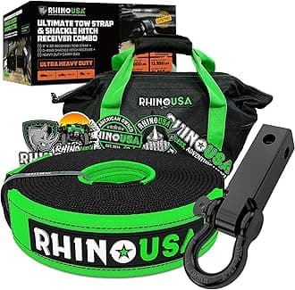 Rhino USA Ultimate Recovery Gear Combo - Tow Strap & Shackle Hitch