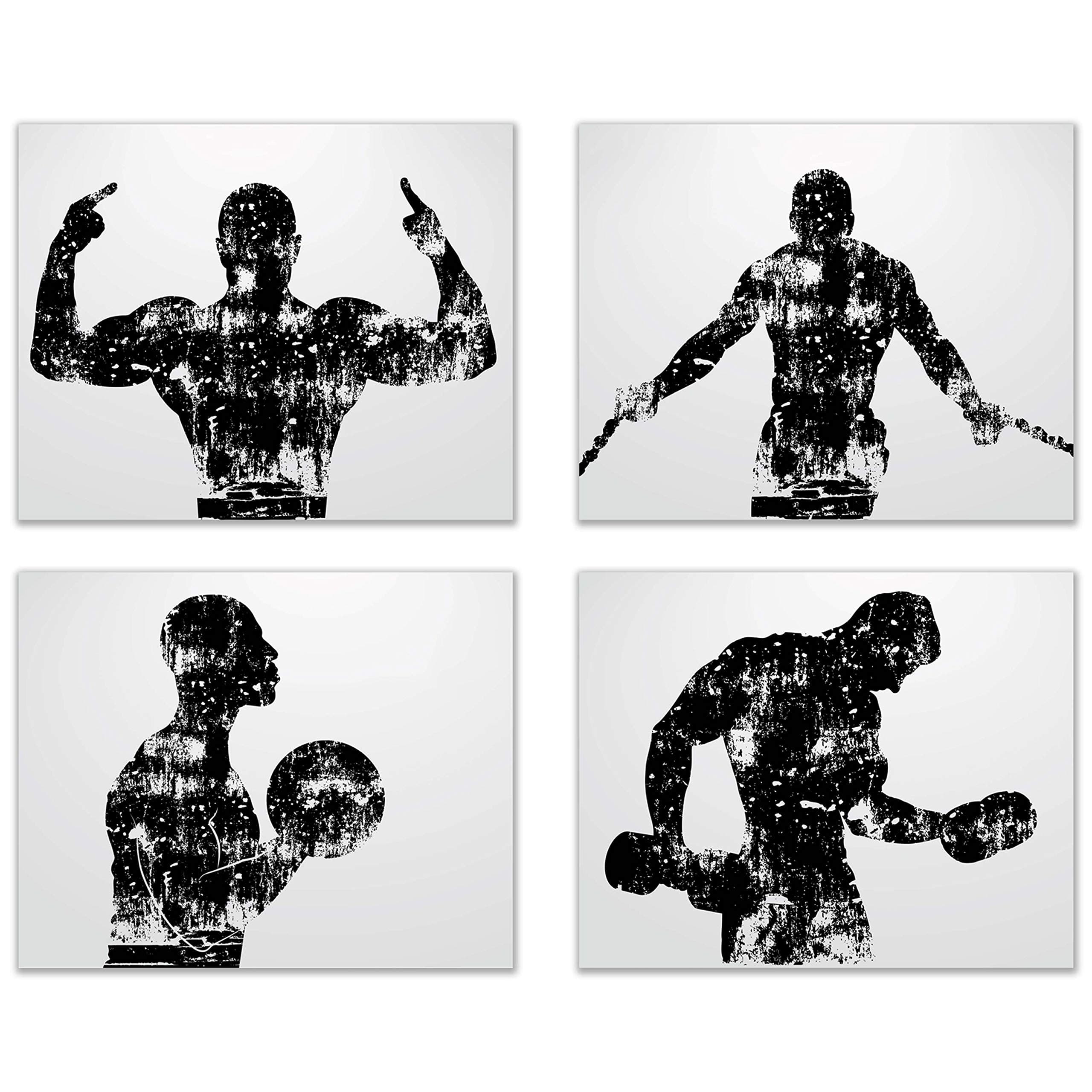 Summit Designs Gym Workout Wall Decor Art Prints - Set of 4 (8x10) Poster Photos - Scratch Bedroom - Man Cave