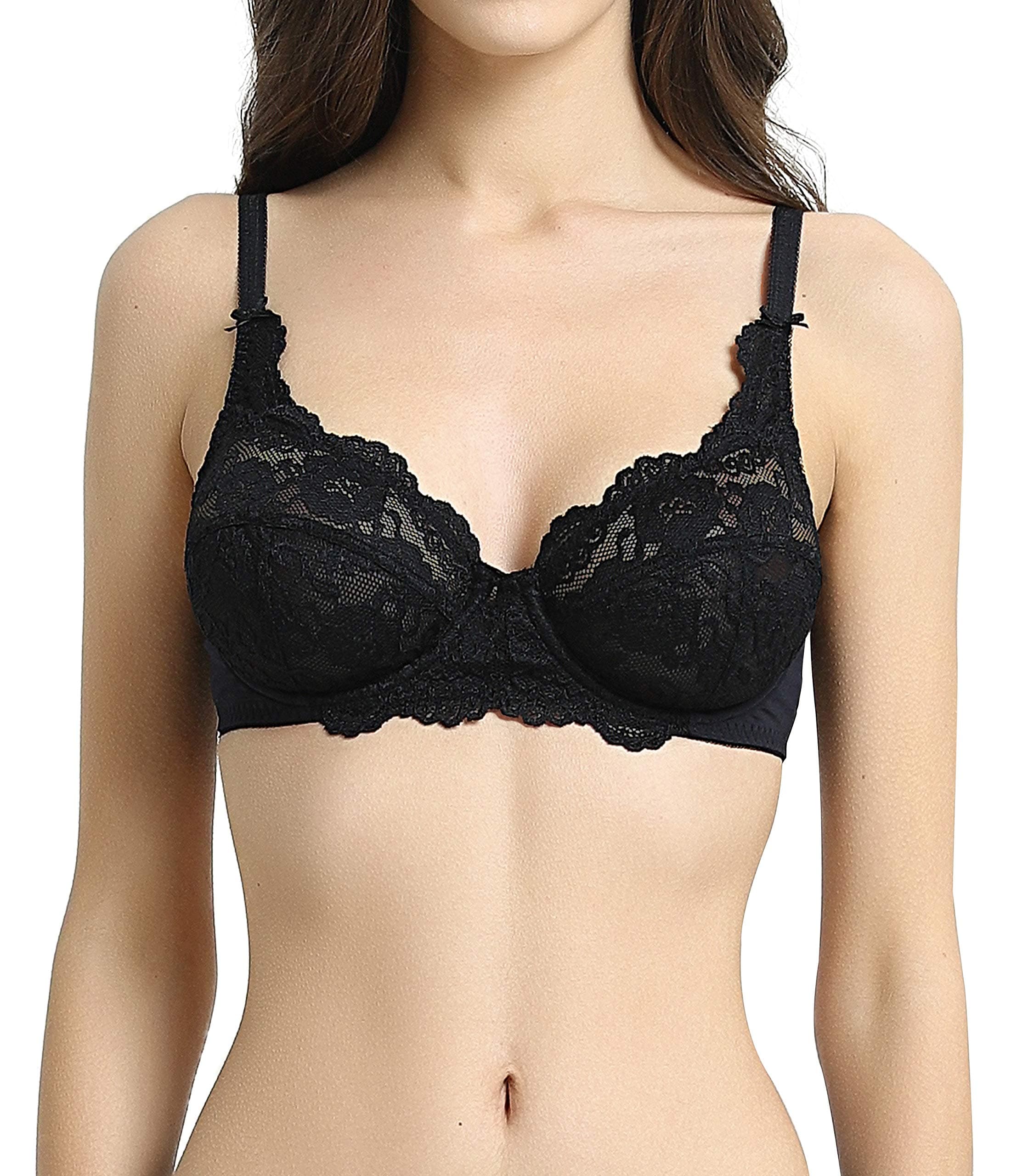 VANEVER Women's Lace Bra Underwired Full Cup No Padding Push up Bra