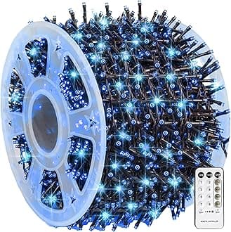 Dazzle Bright Outdoor Christmas String Lights, 1000 LED 328 FT Plug in Fairy Light with Remote Control 8 Modes & Timer, Waterproof Decoration for Home Garden Yard Xmas Wedding, Blue