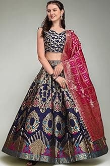 Women's Jacquard Semi-Stitched Lehenga choli