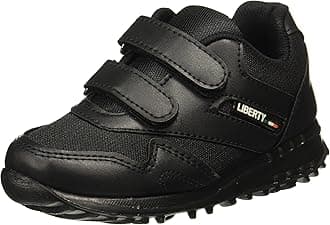 Liberty Force10 9906-90VGN Kids Velcro School Shoes with PVC Upper | EVA Sole - Comfortable & Lightweight | Quick-Wear Elastic Laces | Stylish & Modern (8C UK - Black)