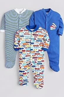 EIO 100% Cotton Baby Rompers Sleepsuits Jumpsuits Night Suits for Newborn Baby Boys & Girls | Soft Infant Bodysuit | Pack of 3 Kids Rompers