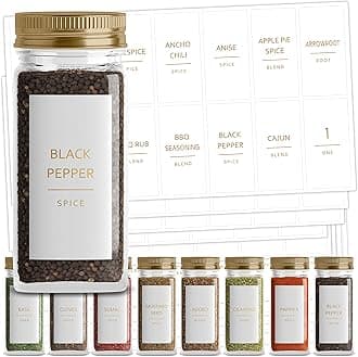 Talented Kitchen140 Pack Minimalist Spice Jar Labels, Gold Text - Spice Label Set