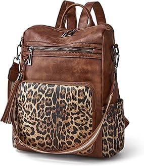 OPAGE Leather Backpack Purse for Women Fashion Tassel Ladies Shoulder Bags Designer Large Backpack Travel Bag