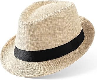 Straw Fedora for Men - Panama Trilby Short Brim Summer Sun Hat
