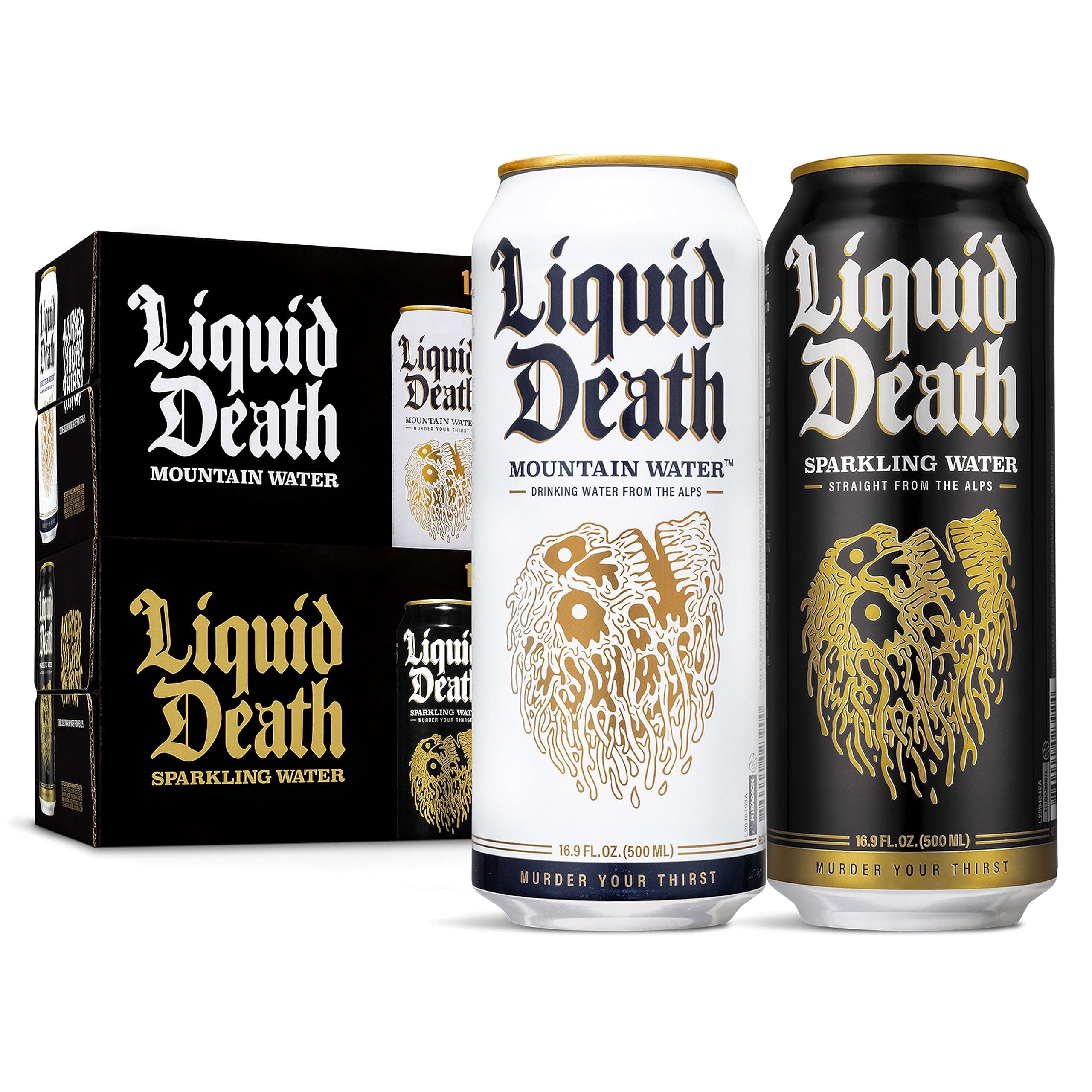 Liquid Death Still & Sparkling Mixed Pack (24 x 16.9 oz Cans)