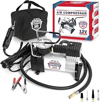 Tire Inflator Portable Air Compressor – 12V DC Air Pump for Car Tires, 150 PSI Electric Air Pump with Tyre Pressure Gauge – Corded Silver by WE LOVE TO DRIVE