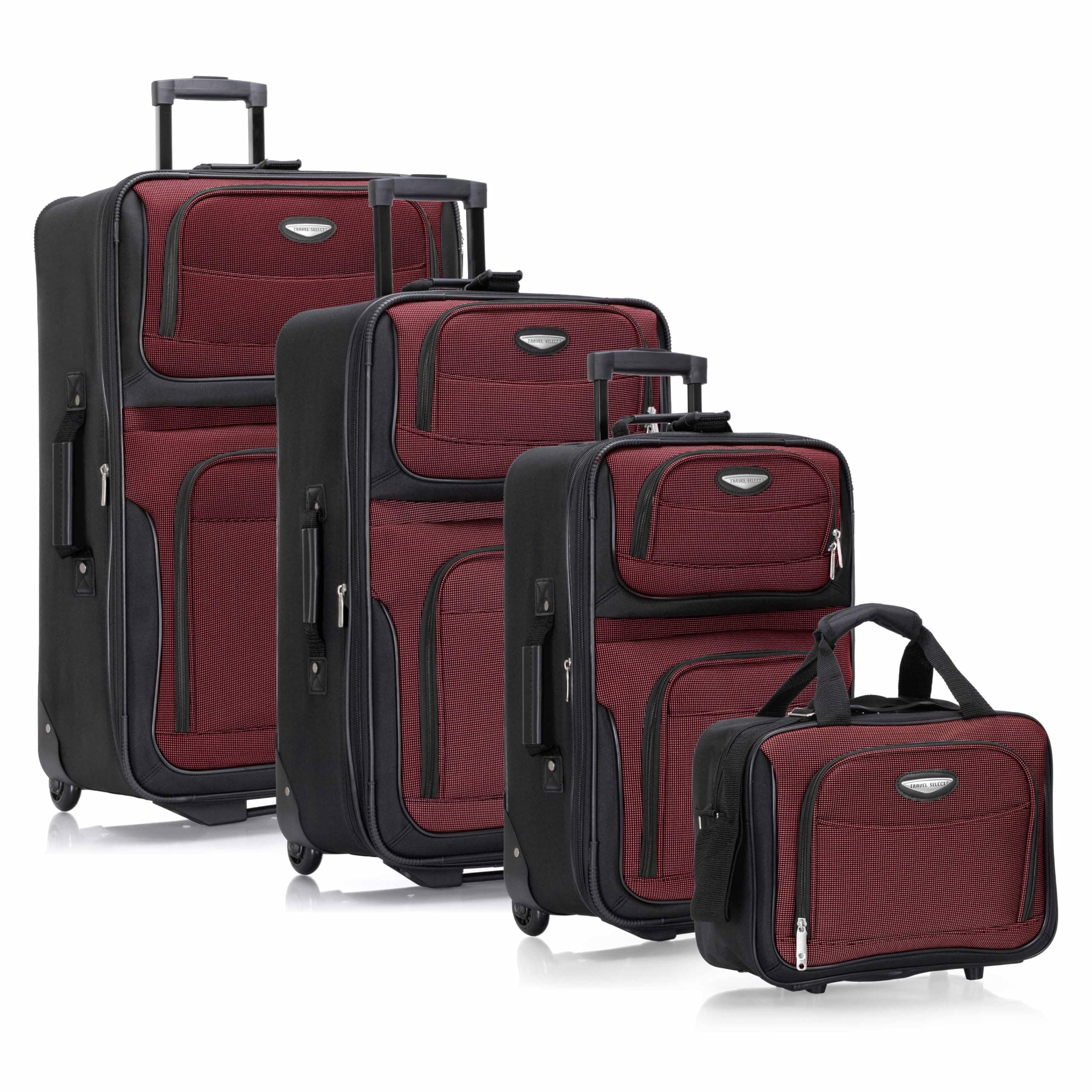 Amsterdam Softside Expandable Luggage with Rolling Wheels, Red, 4-Piece Set (15/21/25/29)