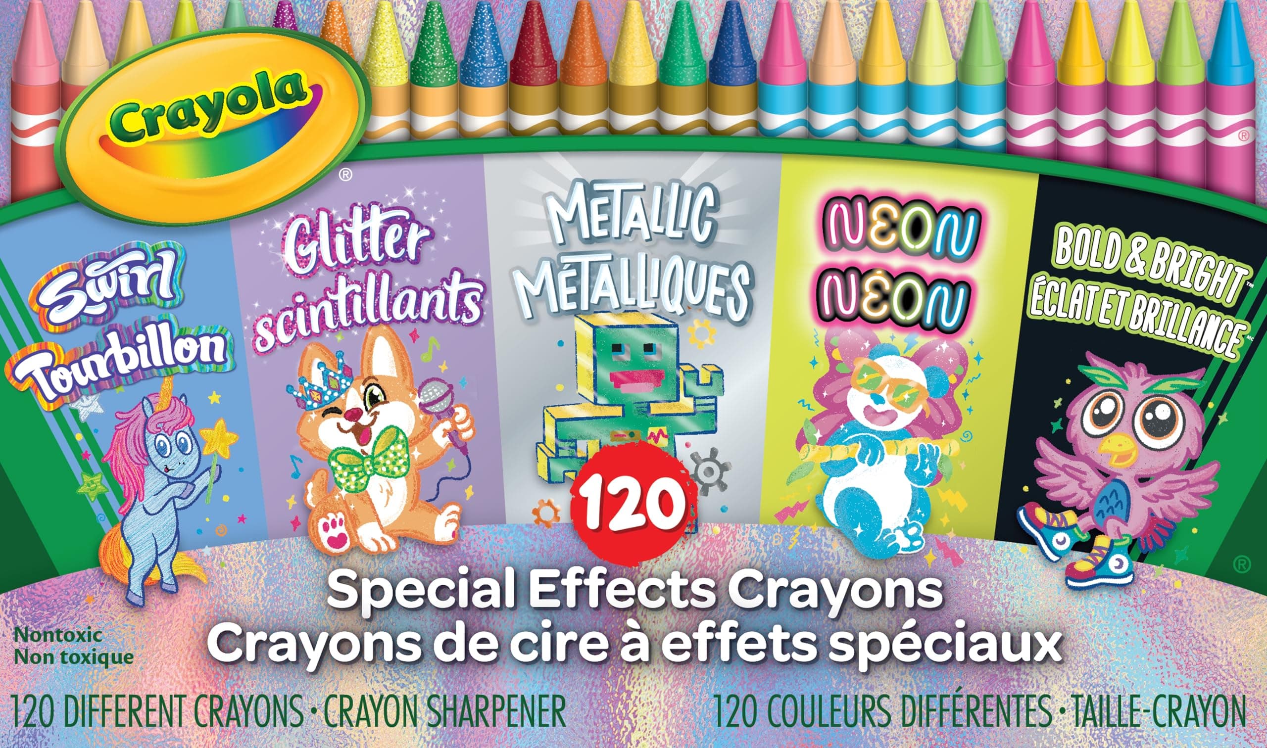 Crayola Special Effects Bulk Crayon Set (5 Pack), 24 Crayons for Kids, Coloring Supplies for Arts & Crafts, Glitter, Pastel, Bold & Bright, Neon, Metallic [Amazon Exclusive]