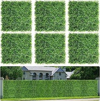 Aboofx Grass Wall 10 Pack 10"x10" Artificial Grass Wall Panels, Greenery Wall Faux Wall Artificial Green Wall, Grass Decor Outdoor Boxwood Backdrop for Garden Yard Fence Wall Background Decoration