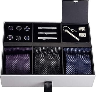 TAVATO Premium Men’s Gift Tie Set Silky Necktie Pocket Squares Tie Clips Cuff...