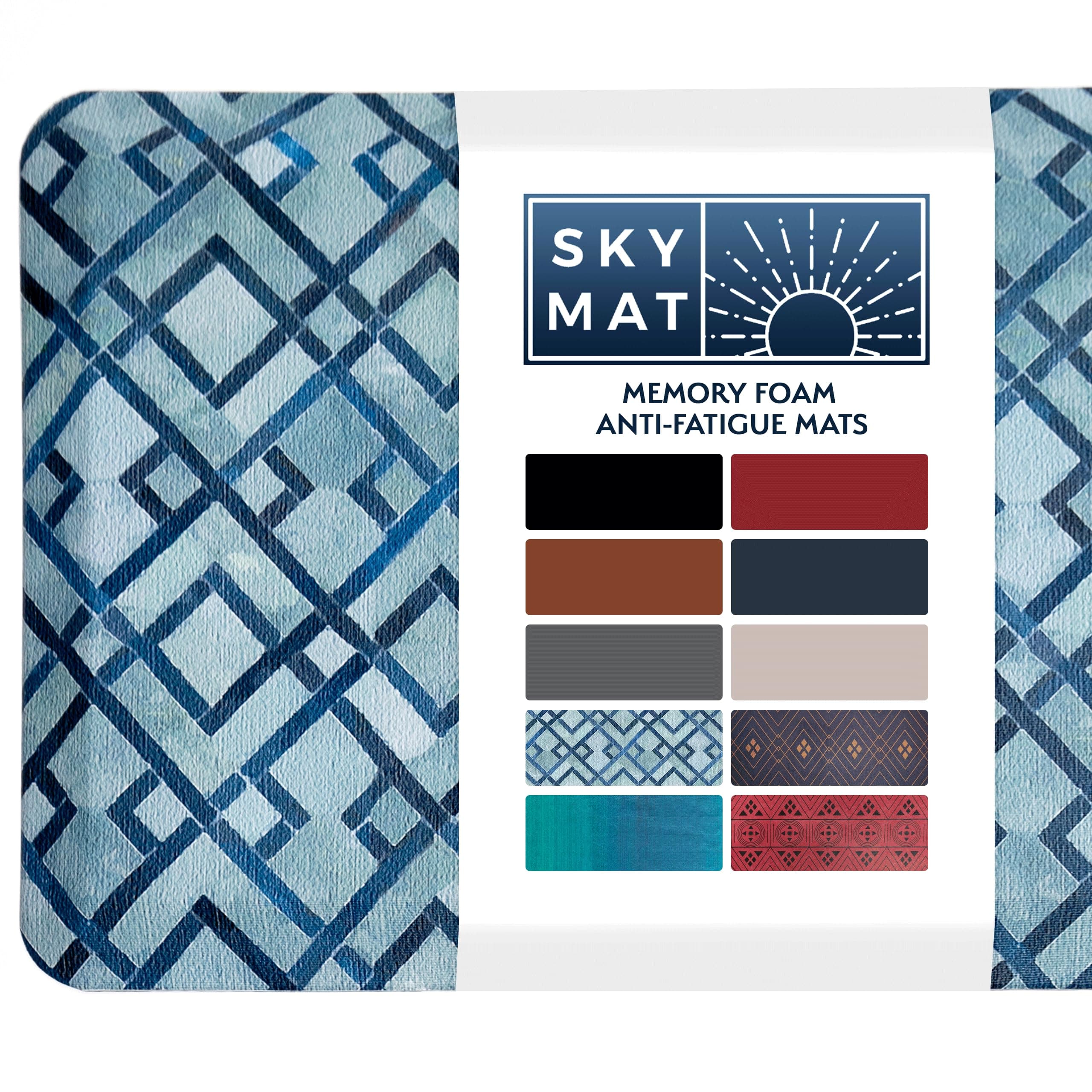 Sky SolutionsAnti Fatigue Floor Mat - 3/4" Thick Cushioned Kitchen Rug, Standing Desk Mat - Comfort at Home, Office, Garage - Non Slip, Durable and Stain Resistant (20" x 32", Blue Diamonds)