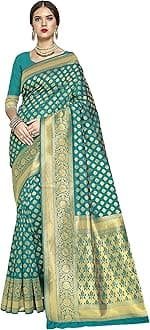 Glory Sarees Women's Woven Pure Soft Kanjivaram Silk Saree Banarasi Style With Blouse Piece for Wedding