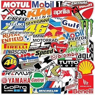 Pack of 74 Sticker for Bikes Waterproof Stylish - Stickers for Helmet, Tank, Visor - Great Gift for Riders, Bikers