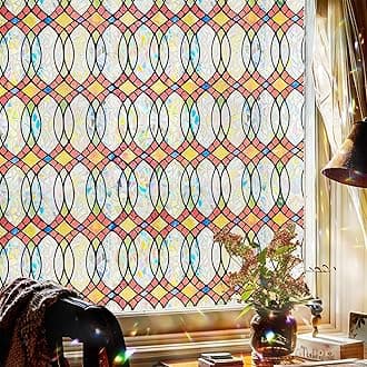 Window Stickers, Window Privacy Film, Static Cling Window Film，UV Blocking Static Cling for Home Kitchen Office Bathroom（Bamboo Shadow, 17.5" x 78.7"）