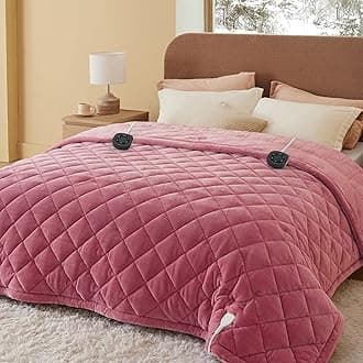 Bedsure Electric Blanket Queen Size - Dual Control Heated Weighted Blanket Queen with 10 Heat Settings, Fast Heating with 10 Time Settings (84x90 inches, Dusty Rose)