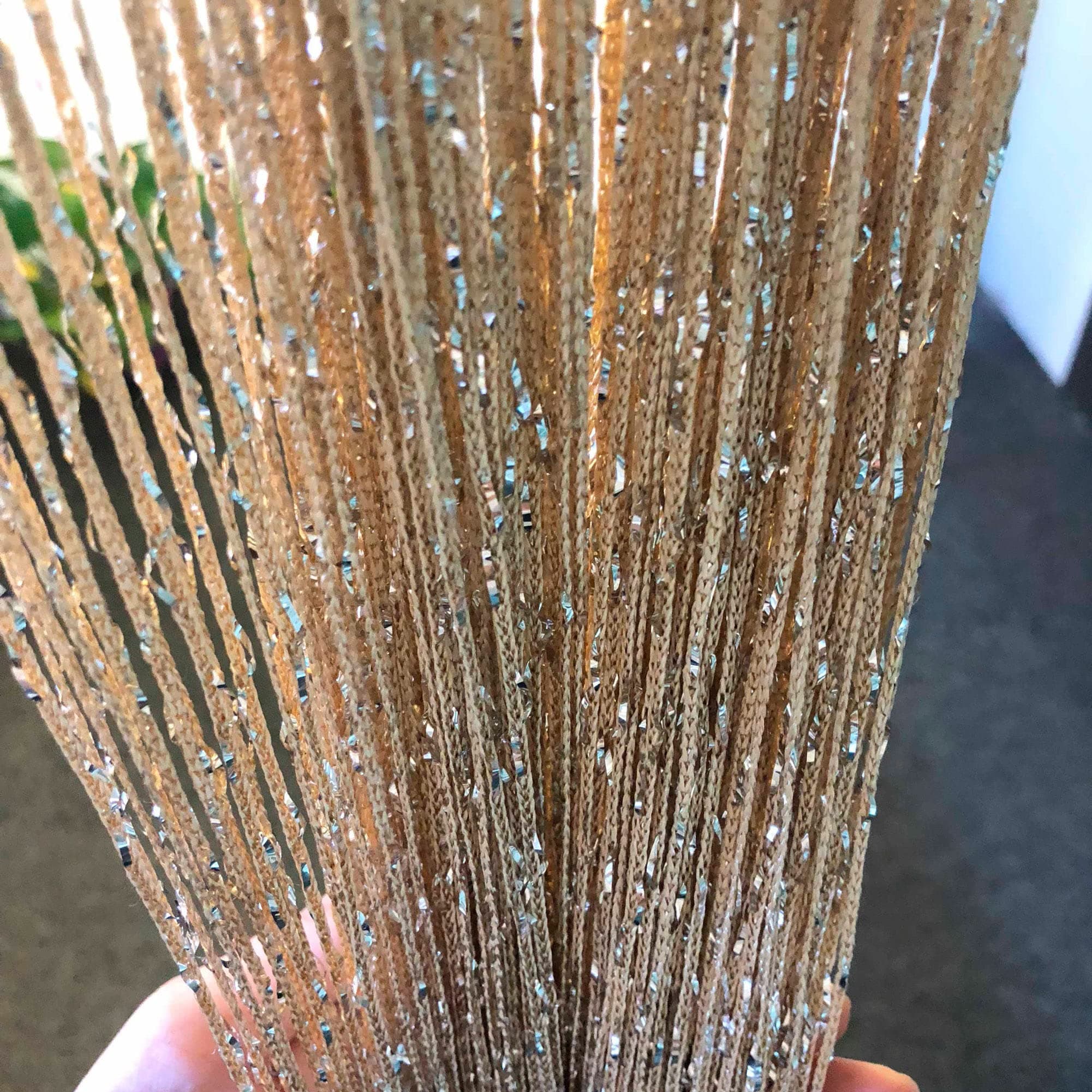 2 Pack 39 x 79 Inch String Curtains Door, Hippie Room Decor Beaded Curtains for Doorway, Closet Curtains, Room Divider Privacy Decor, Boho Home Decoration for Bedroom, Party, Champagne