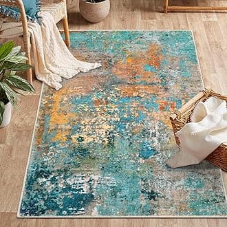 Lahome Modern Abstract Area Rug - 3x5 Soft Rug for Bedroom Non Slip Living Room Mat, Machine Washable Contemporary Throw Carpet for Office Front Door Entrance Way Kitchen Playroom, Rosy Clouds