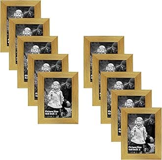 Art Street Set of 10 Individual Wall Photo Frame Golden 4x6 Inches, Picture Frames for Home and Office decoration.