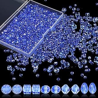 Crystal Beads, 600 Pcs Glass Beads, Assorted Crystal Beads for Jewelry Making, Rondelle Jewelry Beads with Container Box, Glass Beads Bulk for DIY Necklace Bracelet Earring(4/6/8mm, Blue Color)