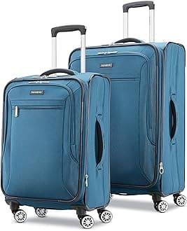 Ascella X Softside Expandable Luggage with Spinners, Teal, 2PC SET (Carry-on/Medium)