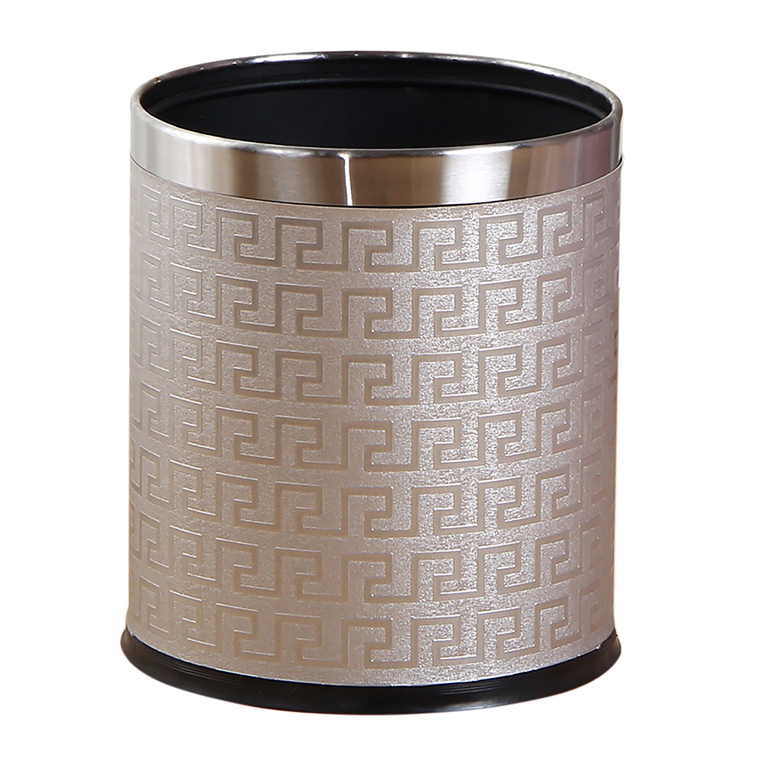 UK Global Moder Style Pu Leather Trash Can,Dust Bin,Waste Paper Bin,Trash Bin, for Office & Home Living,Bedroom,Toilet, Kids Room,Kitchen, Decor for any Room,Trash Bin 10L Open Lid (Grey ZH32)