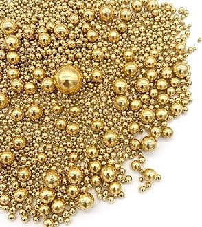 Weraru Edible Bright Gold Pearl Sugar Sprinkles Candy Mixing Size Baking Edible Cake Decorations Cupcake Toppers Cookie Decorating Celebrations Wedding Shower Party Chirstmas Supplies 120g/ 4.2oz