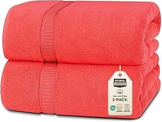 Utopia Towels - Luxurious Jumbo Bath Sheet 2 Piece - 600 GSM 100% Ring Spun Cotton Highly Absorbent and Quick Dry Extra Large Bath Towel - Super Soft Hotel Quality Towel (35 x 70 Inches, Coral)