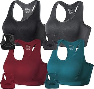 Racerback Sports Bras for Women - Padded Seamless Support Bra for Yoga Gym Workout Fitness
