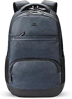 Gear Vintage2 28L Medium Faux Leather Water Resistant Anti Theft Laptop Bag/Office Backpack for Men/Women - Navy