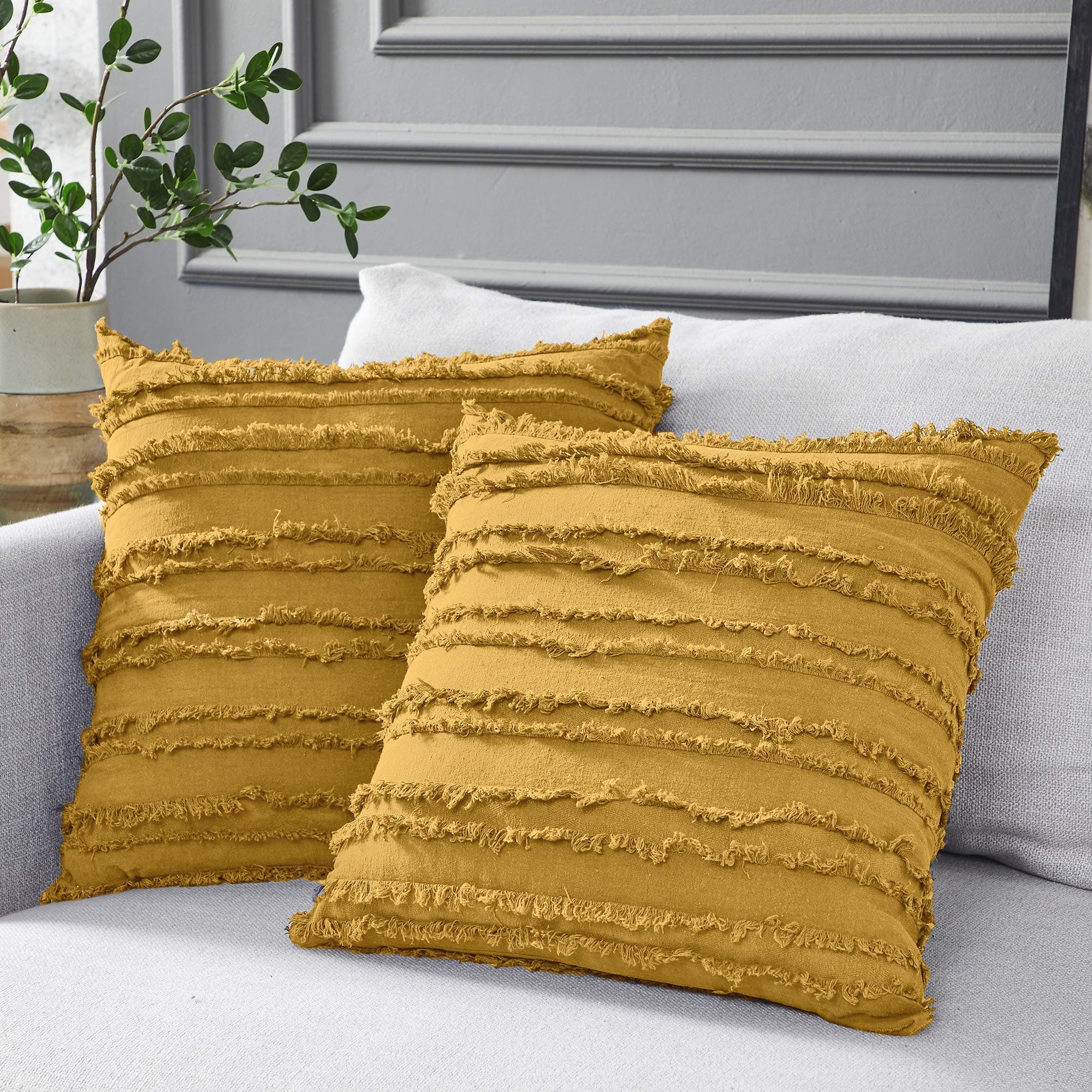 Longhui bedding Yellow Throw Pillow Cover, Set of 2, Yellow 26” x 26” Decorative Lattice Pattern Sham Pillowcase for 26 inch Sofa, Couch, Bed Pillows