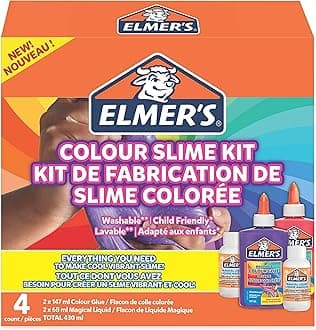 Elmer's Colorful Slime Kit Including Colorful Washable PVA Glue, Assorted Colors, with Magic Liquid Slime Activator, 4 Pack Kit