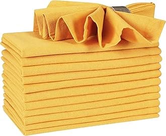 Ramanta Home Mustard Cotton Dinner Napkins Set of 12, 18x18 Inch 100% Cotton Cloth Napkins, Reusable Fabric Table Napkins for Everyday Dining, Parties, Weddings, Spring & Easter Table Décor Washable