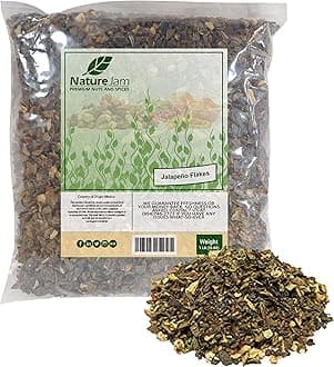 Naturejam Dried Hot Jalapeno Pepper Flakes - Dehydrated Washed Diced & Dried (1 Pound) 16 OZ With LOTS OF SEEDS