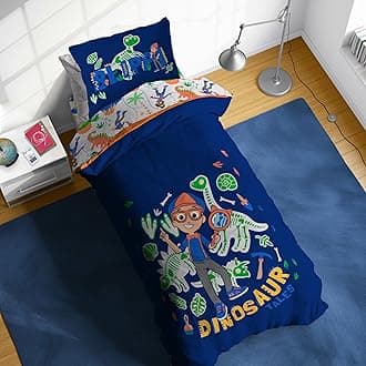 Sunny Side Up Kids Comforter Set Includes Sheets and Pillow Covers - Soft and Cozy Bed Set for Stylish Room Decor, Blue - Blippi, 5 Piece Twin Bedding