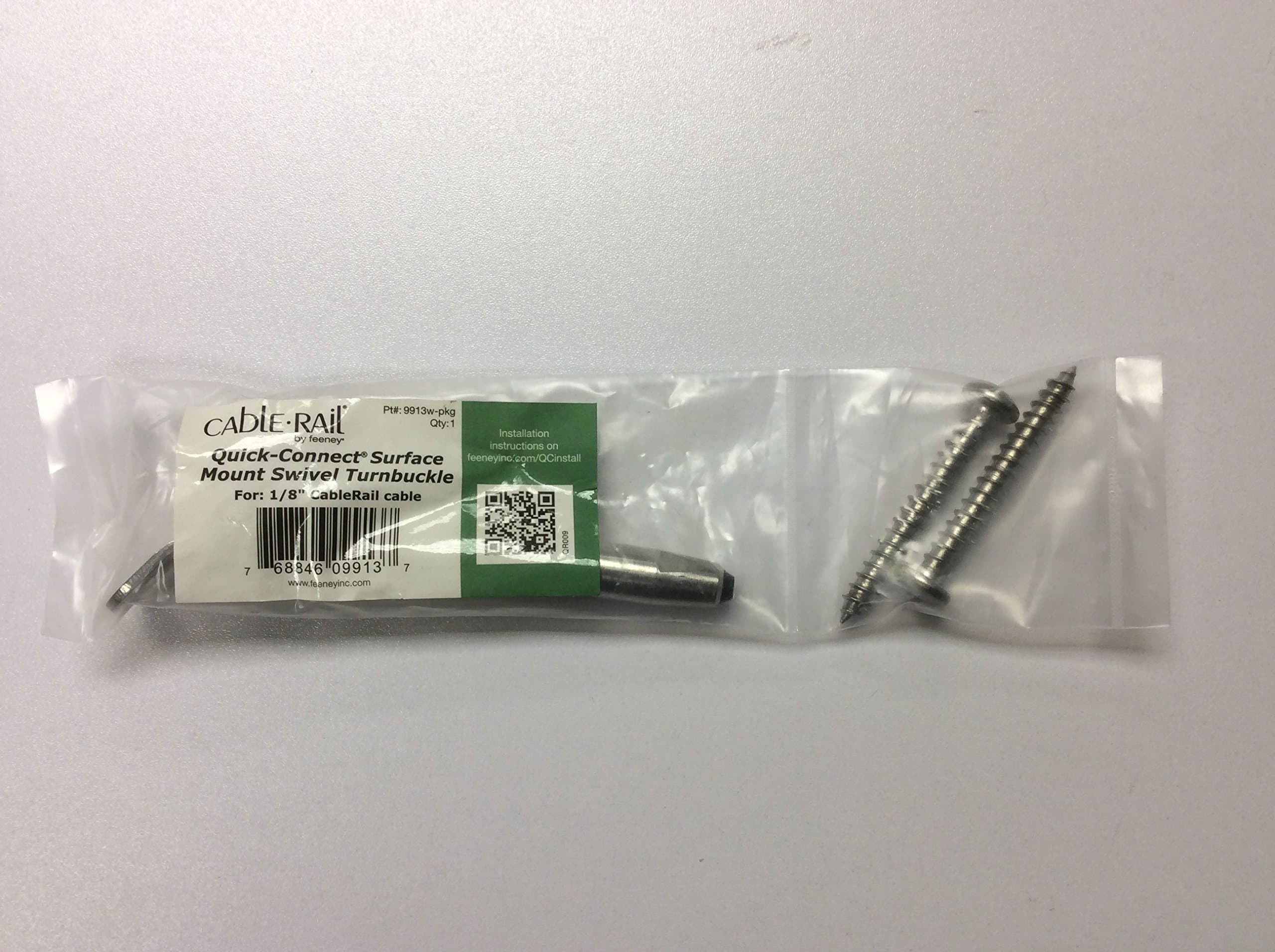 Feeney 9913W-PKG Quick Connect Surface Mount Swivel Turnbuckle, 1/8"