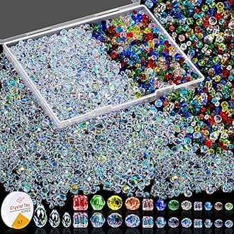 1401 Pieces Crystal Glass Beads for Jewelry Making Glass Beads for Suncatchers with Colorful Loose Beads, Assorted Crystal Faceted Beads for Bracelets, Necklace DIY Craft 4 mm 6 mm 8 mm