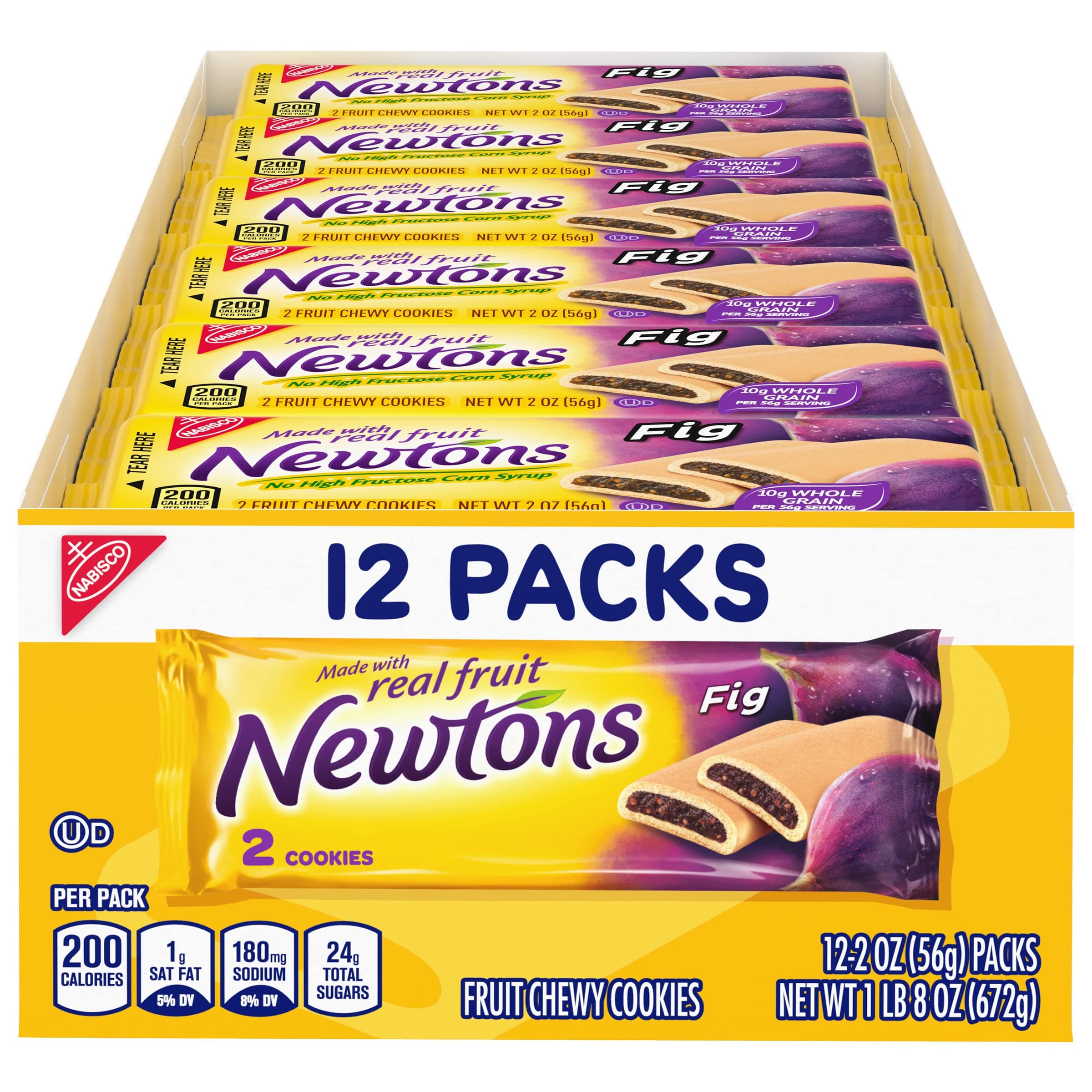 Newtons Soft & Fruit Chewy Cookies, (2 Cookies Per Pack) Fig, 24 Oz (Pack of 12)