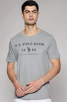 U.S. Polo ASSN. Men's Cotton Regular Fit Comfort Fit Brand Print I683 T-Shirt - Pack of 1