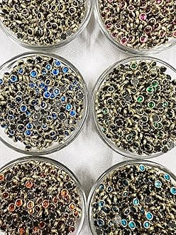 Colourful Glass Kundan Beads Round 4mm for Jewellery Making, Earing, Art & Craft Pack of 600 Pieces with Fabric Glue & Storage Box