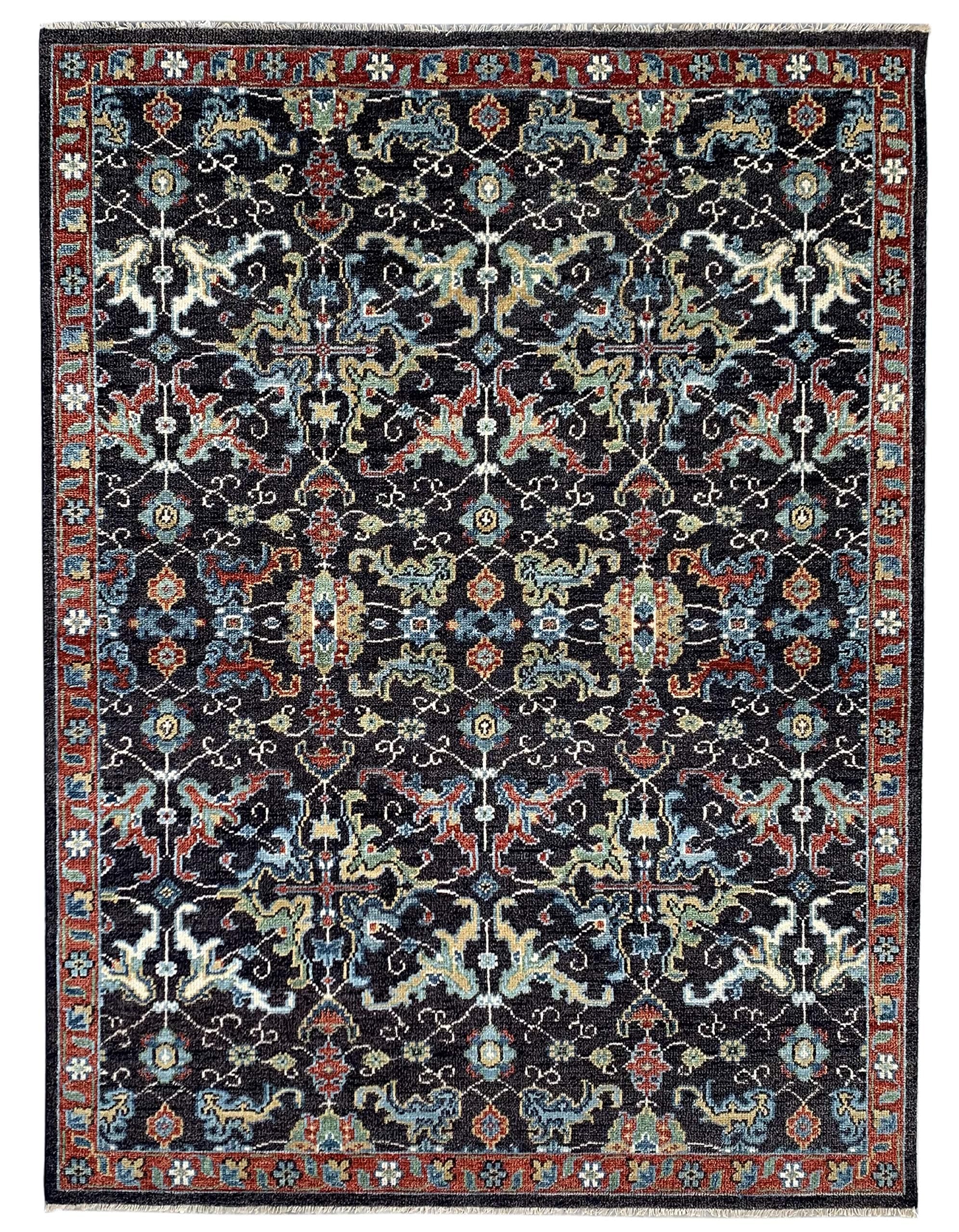 EORC KC30808CH8X10 Handknotted Wool Serapi Rug, 8' x 10', C.Brown / RED