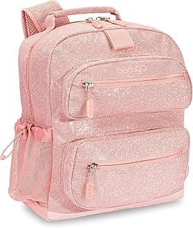 Kids Glitter Backpack - Lightweight 14” Backpack for School, Travel & Daycare, Ideal for Ages 4+, Durable & Water-Resistant, Roomy Interior, & Loop for Lunch Bag (Glitter Edition - Petal Pink)