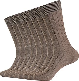 WANDER Mens Dress Socks Double Needle Rib Cotton Solid Premium Socks Lightweight Classic Business Socks 6/8 Pairs 7-12/13-15