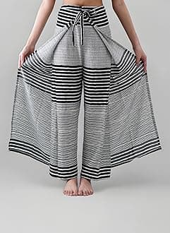 B BANGKOK PANTS Women's Boho Palazzo Pants Wide Leg Yoga Wrap Tie Up Waist