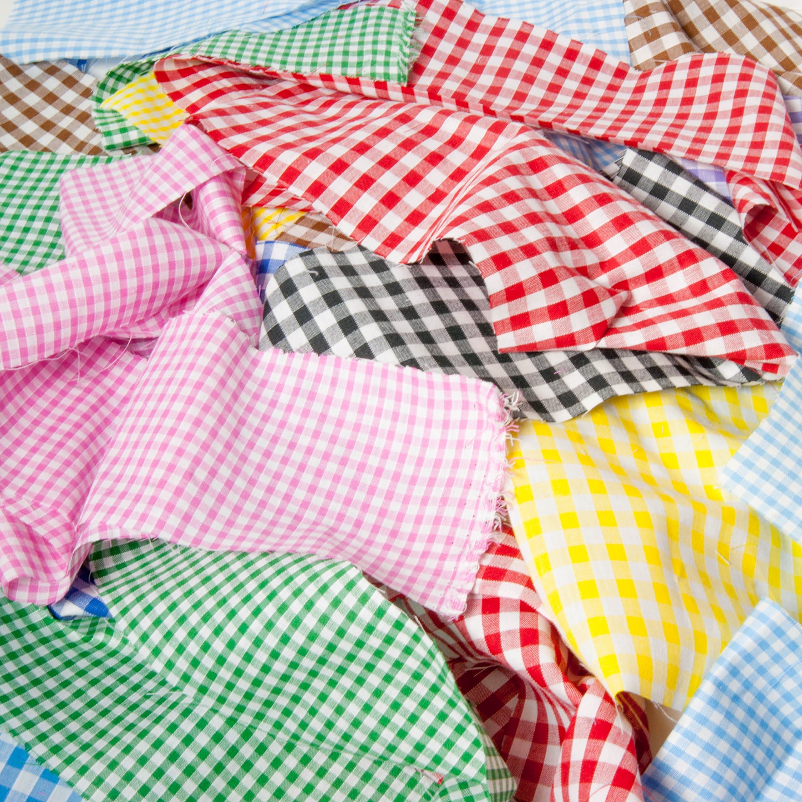 Gingham Fabric Scraps Bag 100G Bundle for Craft Remnants Polycotton Off cuts