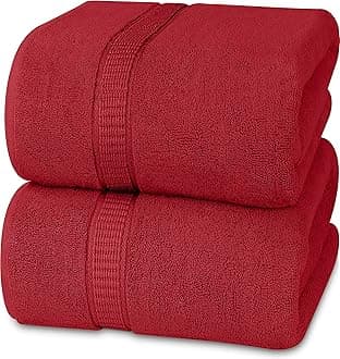 Utopia Towels - Premium Jumbo Bath Sheet (90 x 180 cm, 2 Pack) - 100% Ring Spun Cotton Highly Absorbent and Quick Dry Extra Large Bath Sheet - Super Soft Hotel Quality Towel (Red)OEKO-TEX MADE IN GREENOEKO-TEX MADE IN GREENOEKO-TEX MADE IN GREEN
